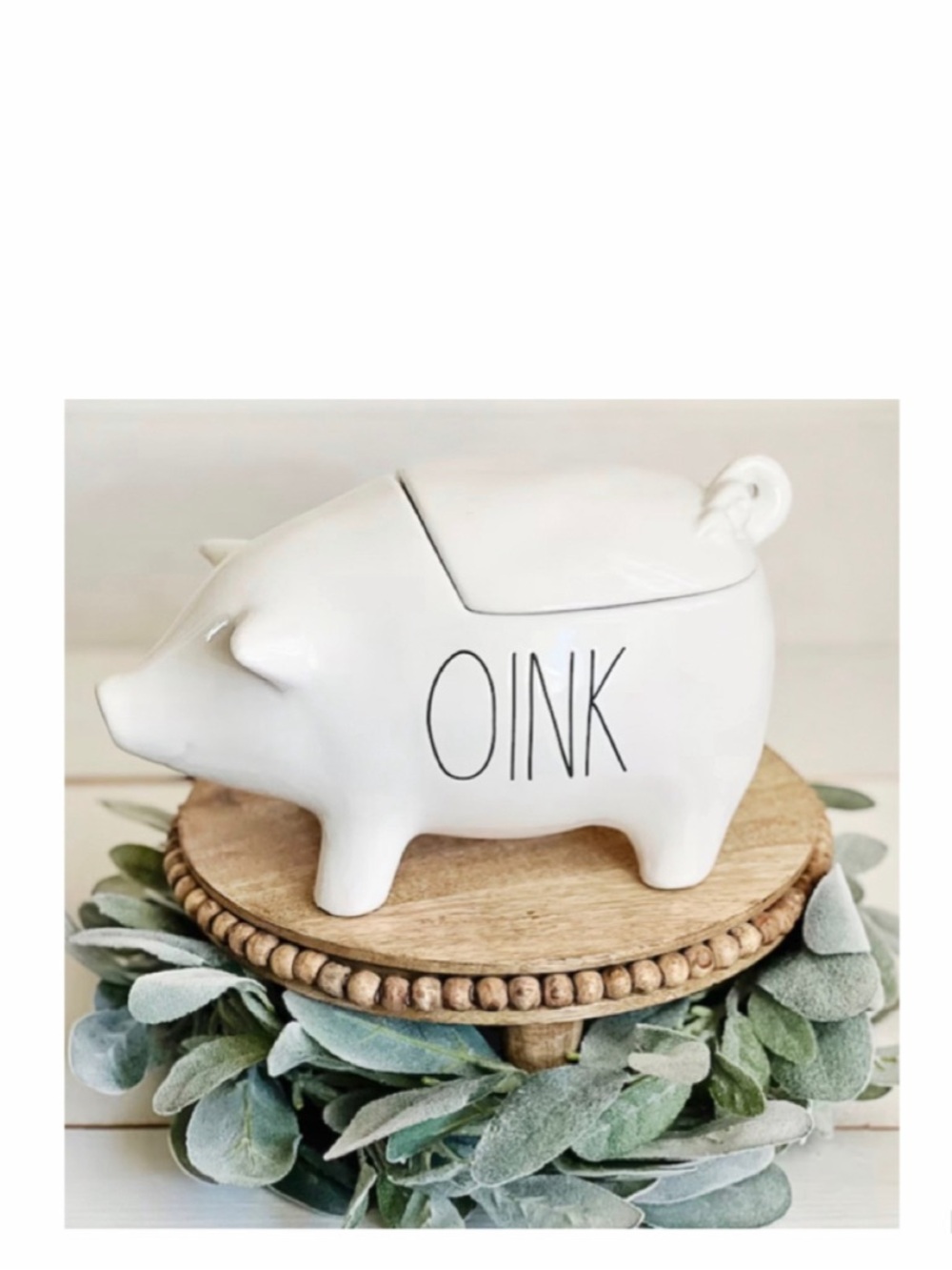 NEW Rae Dunn Farmhouse Oink Pig Canister White Home Decor